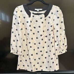 Boden Silk Blend Floral Ink Blot Blouse